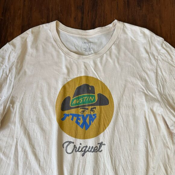 CRIQUET Cowboy Graphic Short Sleeve Crew Neck Tee in Cream - Picture 2 of 6